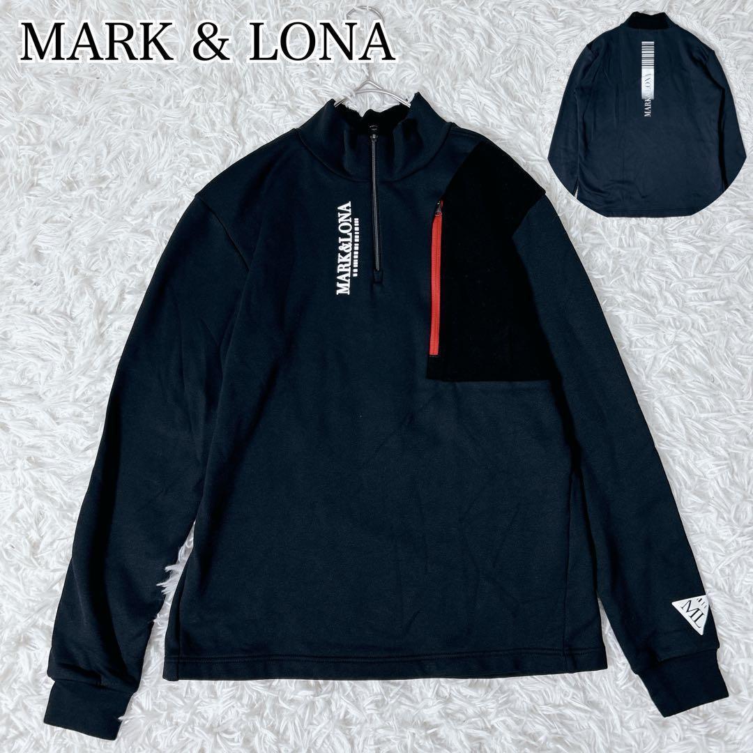 マーク&ロナ ハーフジップ プルオーバー ロゴ 44 黒　スカル ブラック