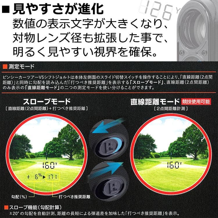 【新品】 ピンシーカー ツアーV6 シフト ジョルト 黒 ブッシュネルゴルフ